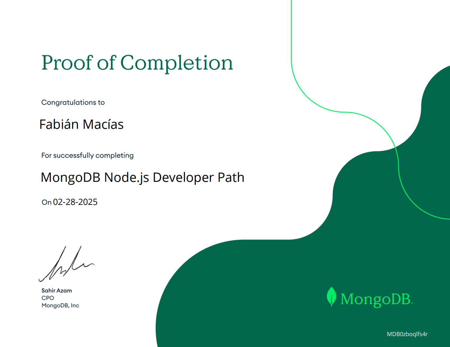 MongoDB Node.js Certificate